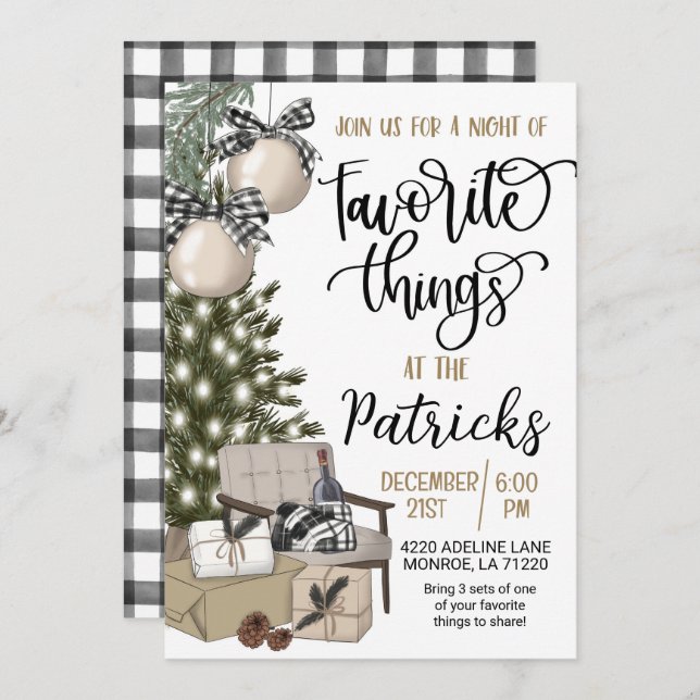 Favourite Things Holiday Party Invitation (Front/Back)