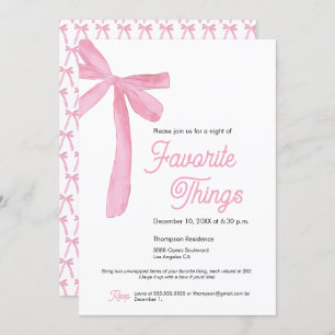 Favourite things Party Cute Pink Bow Invitation