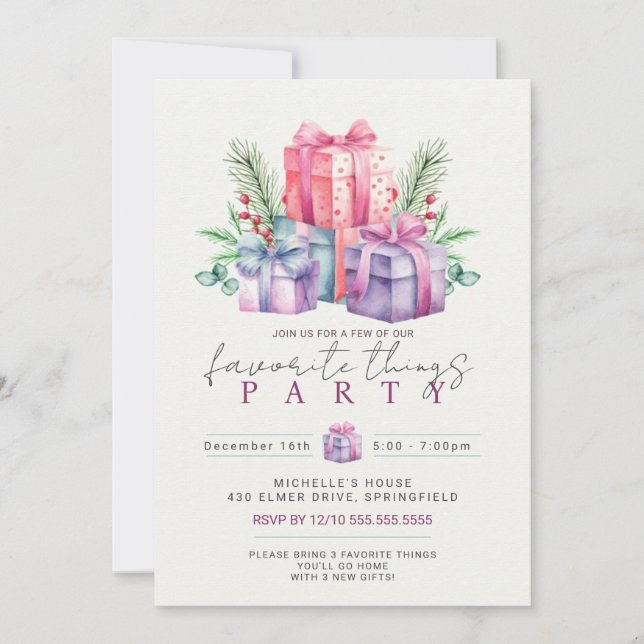 Favourite Things party Invitation (Front)