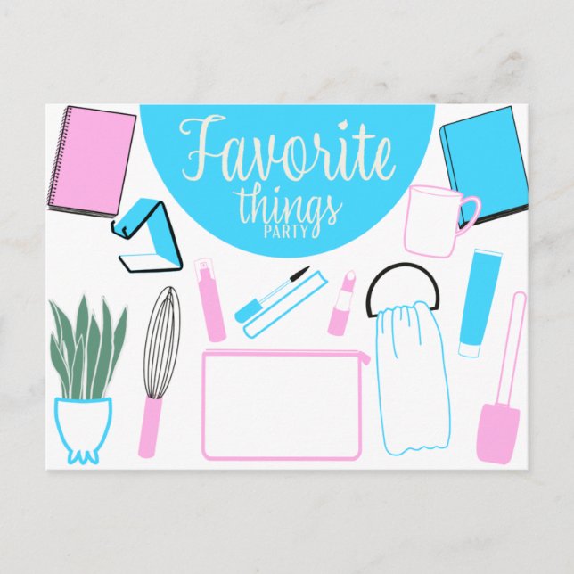 Favourite Things Party Postcard Invitation (Front)