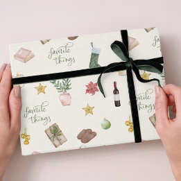 Favourite Things Patterned Holiday Christmas Wrapping Paper