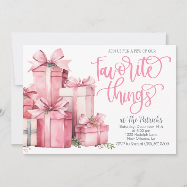 Favourite Things Pink Party Invitation (Front)