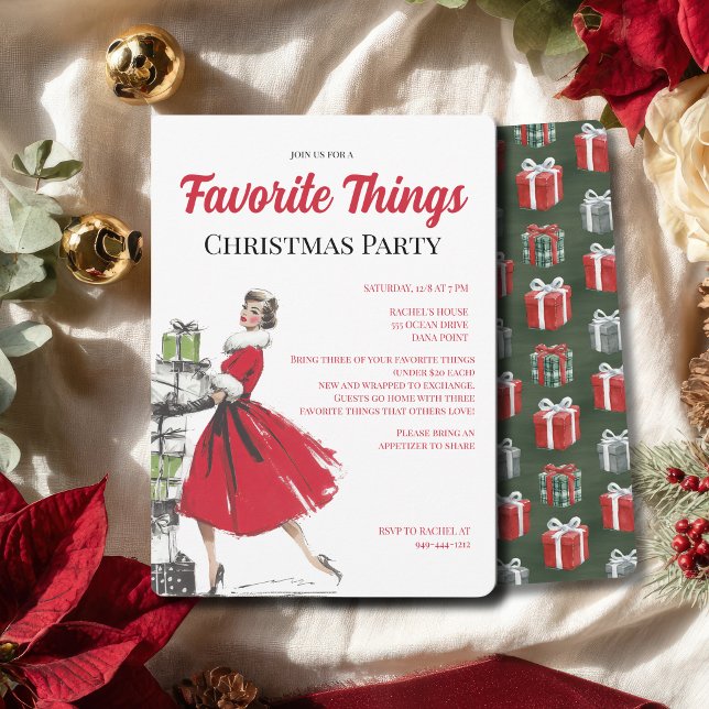 Favourite Things Vintage Christmas Party Invitation (Creator Uploaded)