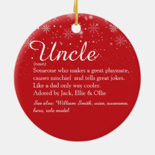 Favourite Uncle Definition Photo Snowflakes Script Ceramic Tree Decoration