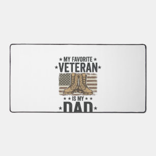 Favourite Veteran Dad Patriotic Combat Boots Shirt Desk Mat
