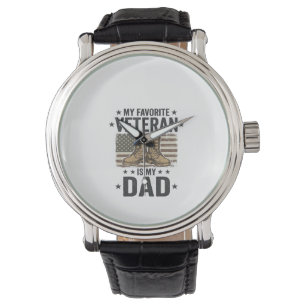 Favourite Veteran Dad Patriotic Combat Boots Shirt Watch