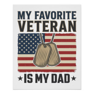 Favourite Veteran Dad Patriotic Dog Tags Design_1 Poster