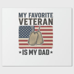 Favourite Veteran Dad Patriotic Dog Tags Design_1 Wrapping Paper