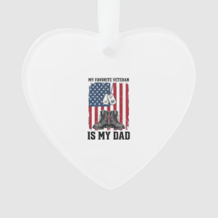 Favourite Veteran Is My Dad Patriotic Shirt Design Ornament