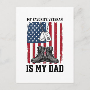 Favourite Veteran Is My Dad Patriotic Shirt Design Postcard