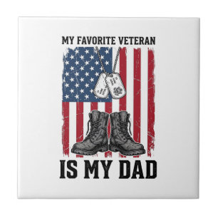 Favourite Veteran Is My Dad Patriotic Shirt Design Tile