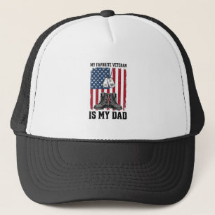 Favourite Veteran Is My Dad Patriotic Shirt Design Trucker Hat