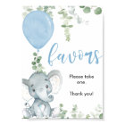 Favours baby shower sign blue elephant greenery