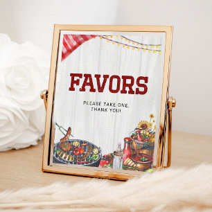 Favours BBQ Backyard Rustic Baby Shower Poster