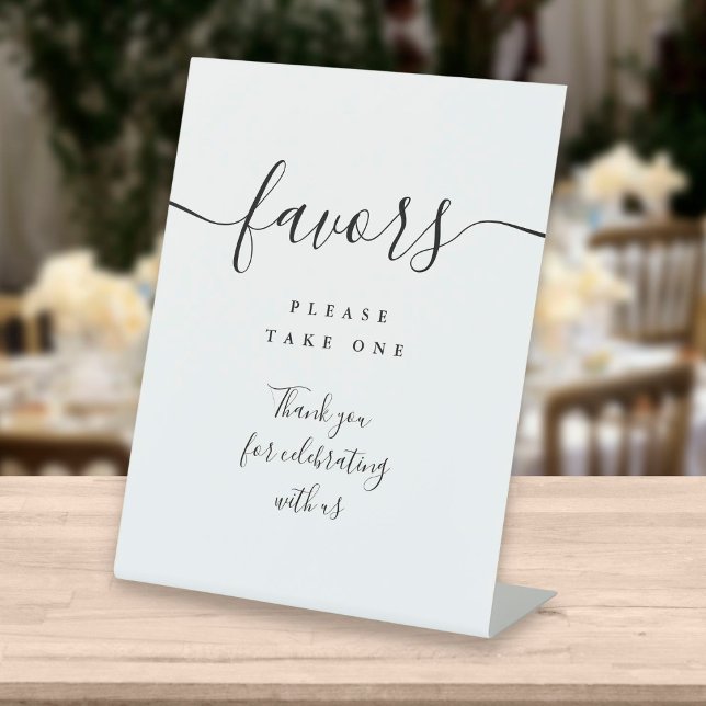 Favours Black And White Modern Script Table Pedestal Sign (Creator Uploaded)