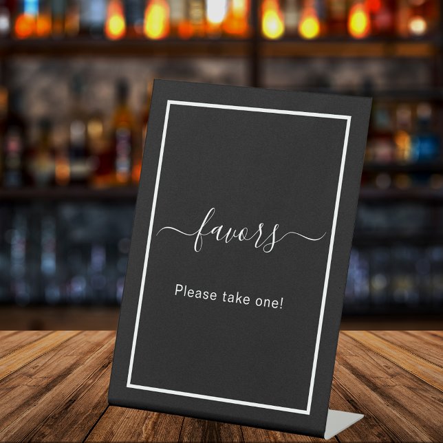 Favours black white party pedestal sign (Creator Uploaded)