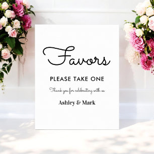 Favours Black White Wedding Sign Poster