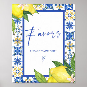 Favours Blue Tiles Lemons Bridal Shower Sign