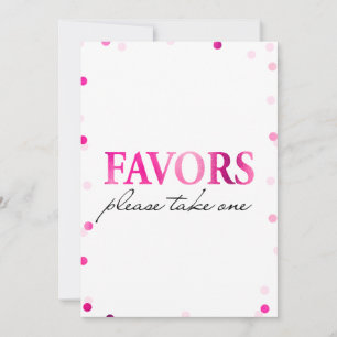 Favours Bridal Shower Sign   Pink Magenta Confetti Invitation