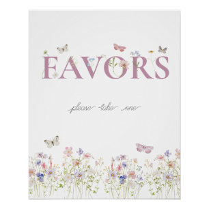 Favours Butterfly Floral Garden Shower Birthday Poster