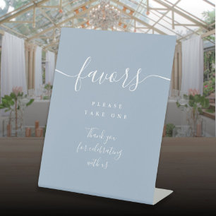 Favours Dusty Blue Modern Script Table Pedestal Sign