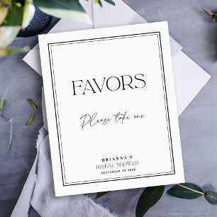 Favours Elegant Black & White Bridal Shower Poster