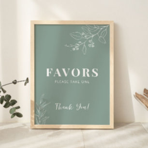Favours Floral Sage Green Wedding Sign 