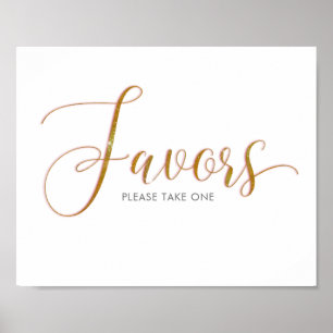 Favours Gold Glitter Script Text Poster
