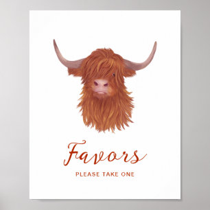 Favours Highland Cow Baby Shower   Poster
