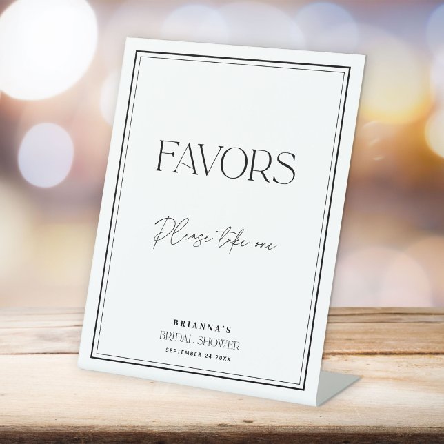 Favours Modern Black & White Bridal Shower Pedestal Sign (Creator Uploaded)