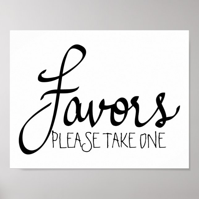 Favours Modern Wedding Simple Calligraphy Poster (Front)