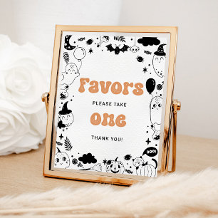 Favours Orange Ghost Halloween Birthday Poster