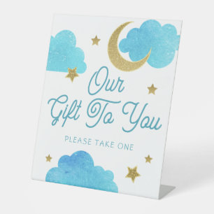 Favours Over The Moon Boy Baby Shower Sign
