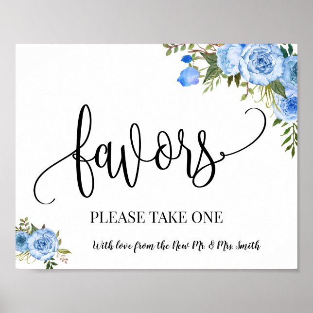 Favours party sign wedding reception boho chic blu (Front)