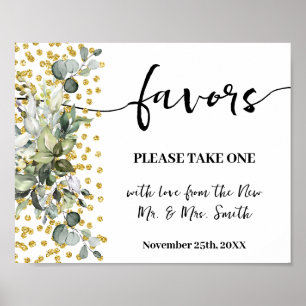 Favours Party Wedding Bridal Shower Eucalyptus Gol Poster