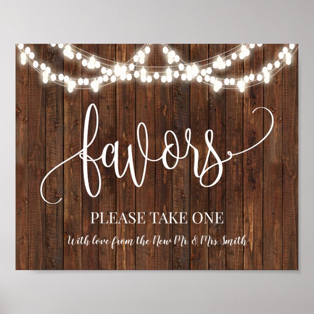 Favours Party Western Bridal Wedding Reception Sig Poster (Front)