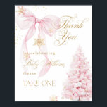 Favours Pink Bow Cold Outside Baby Shower Poster<br><div class="desc">Pink Bow Cold Outside Baby Girl Shower</div>