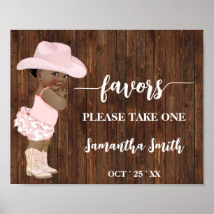 Favours Please take one AA Cowgirl Baby Shower Poster