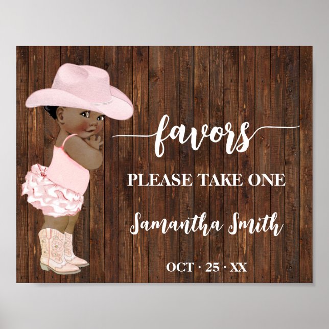 Favours Please take one AA Cowgirl Baby Shower Poster (Front)