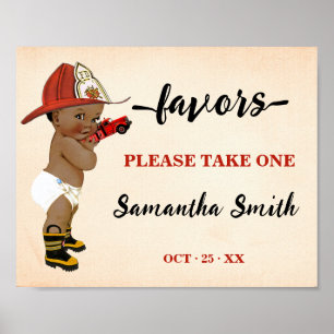 Favours Please Take One AA Firefighter Baby Shower Poster