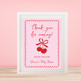 Favours Please Take One Cherry Bow Baby Girl Showe Poster