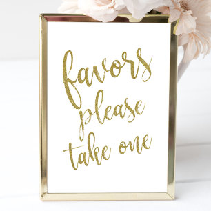 Favours Please Take One Gold Affordable Sign Invitation