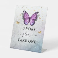 Favours Please Take One Gold and Purple Butterfly