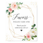 Favours Please Take One Gold Frame Blush Floral