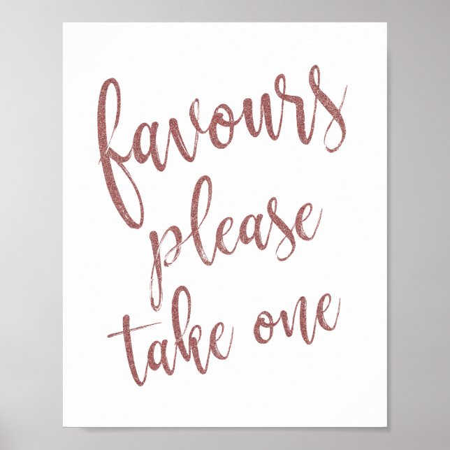 Favours Please Take One Rose Gold Glitter Sign (Front)