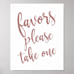 Favours Please Take One Rose Gold Glitter Sign