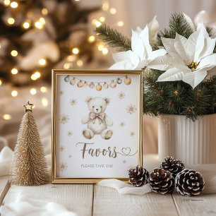 Favours please take one sign Winter Teddy Bear Bab