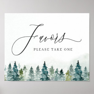 Favours Please Take One Winter Forest Pine Trees Poster