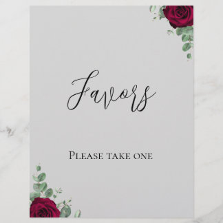 Favours Red Rose Wedding Sign