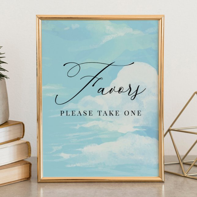 Favours Sign Blue Sky Cloud Baby Shower (Creator Uploaded)